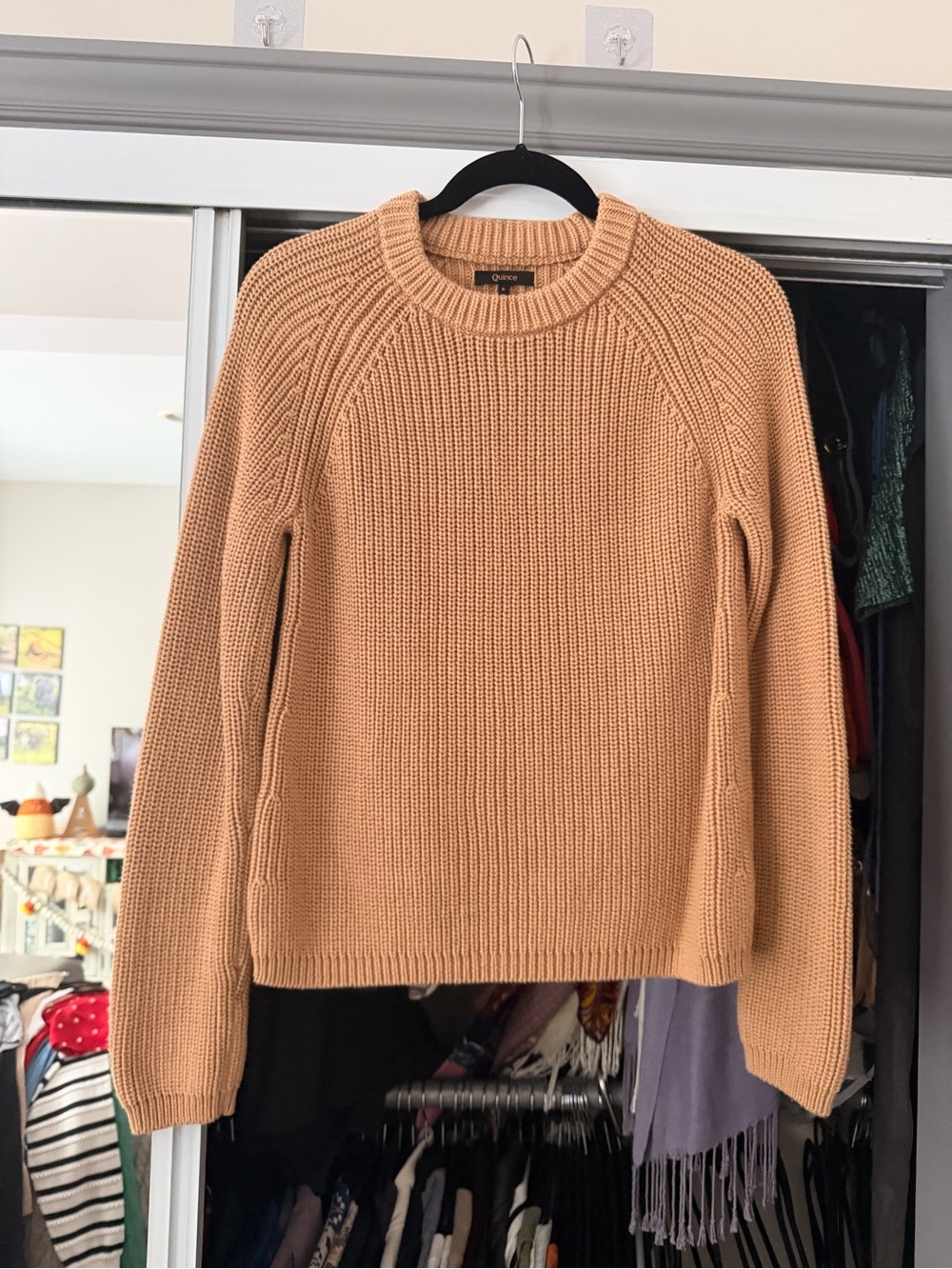 Quince Camel Fisherman Crewneck Sweater